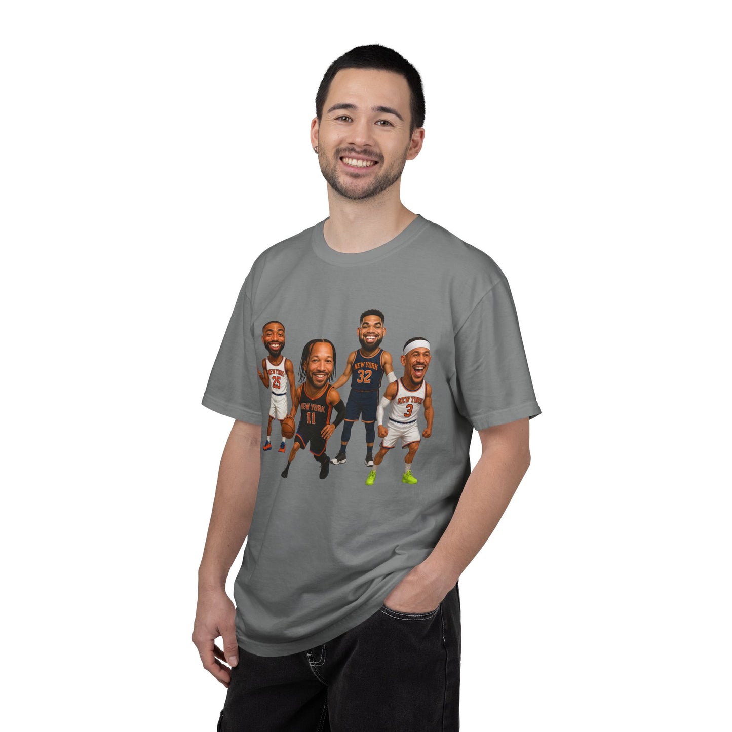 Knicks Basketball Caricatures | Players Caricature T-Shirt | Cartoon NBA Fan Tee