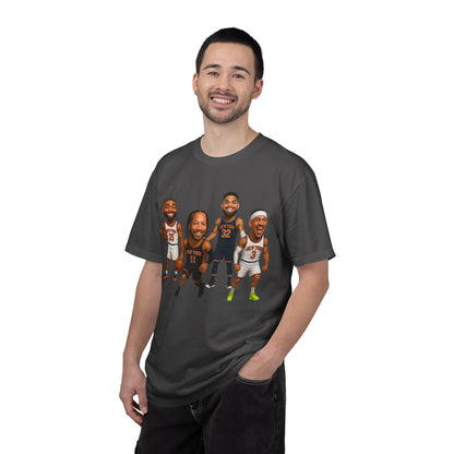 Knicks Basketball Caricatures | Players Caricature T-Shirt | Cartoon NBA Fan Tee