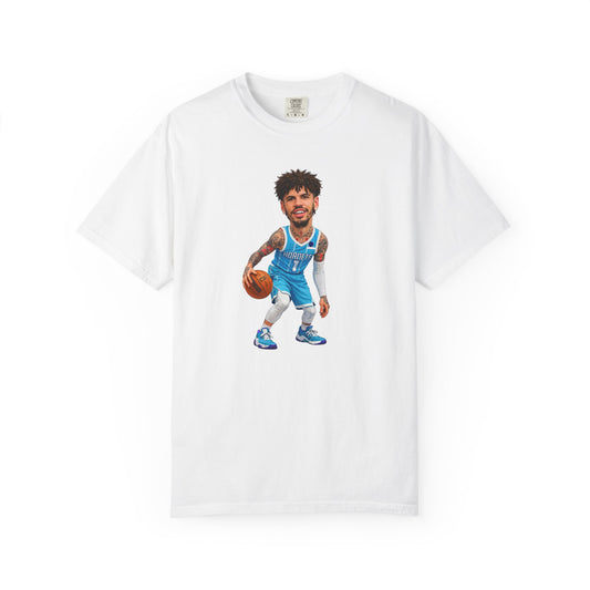 Charlotte Hornets LAMELO | Basketball Player Caricature T-shirt | Dribbling Cartoon Athlete Tee