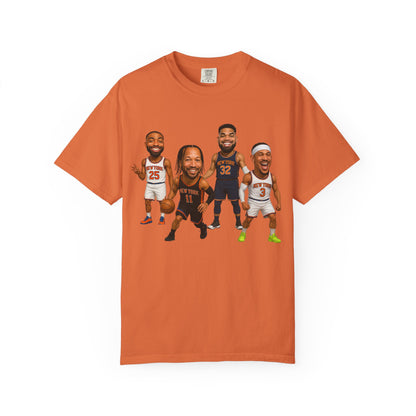 Knicks Basketball Caricatures | Players Caricature T-Shirt | Cartoon NBA Fan Tee