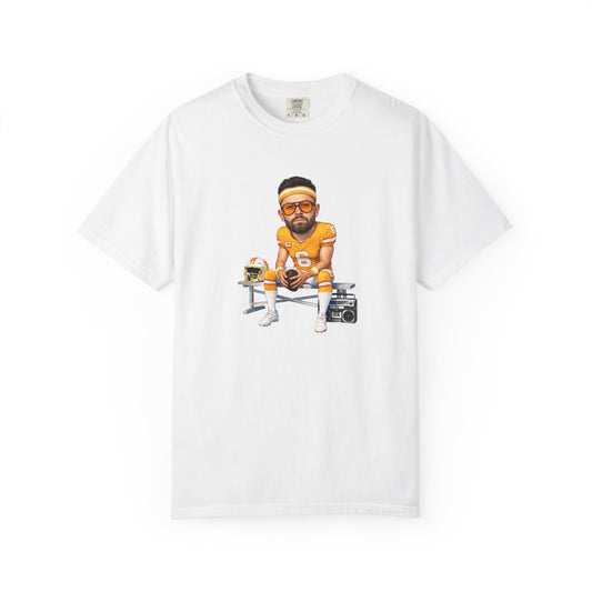 Tampa Bay Bucs Baker Mayfield T-shirt | Retro Helmet, Boombox Illustration