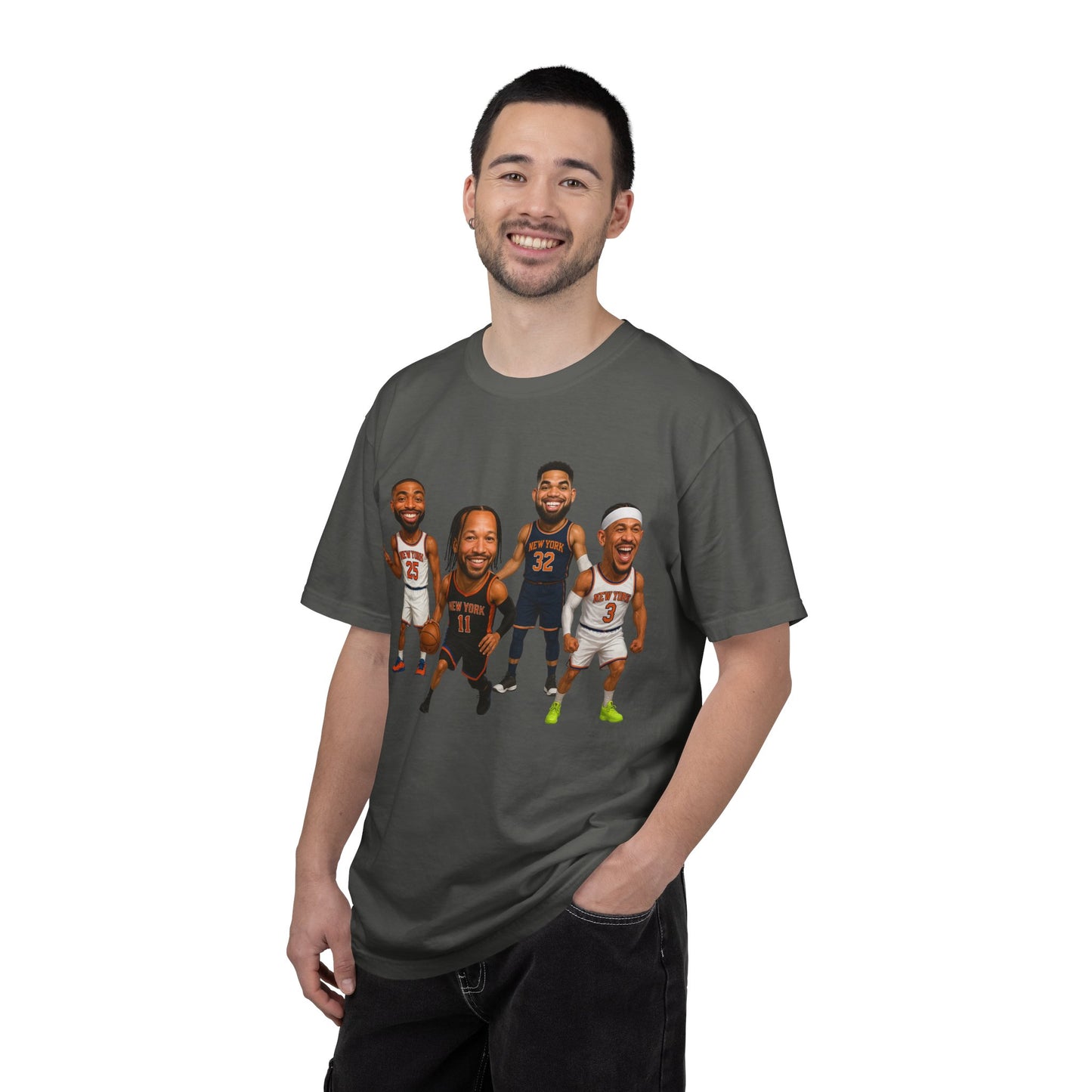 Knicks Basketball Caricatures | Players Caricature T-Shirt | Cartoon NBA Fan Tee