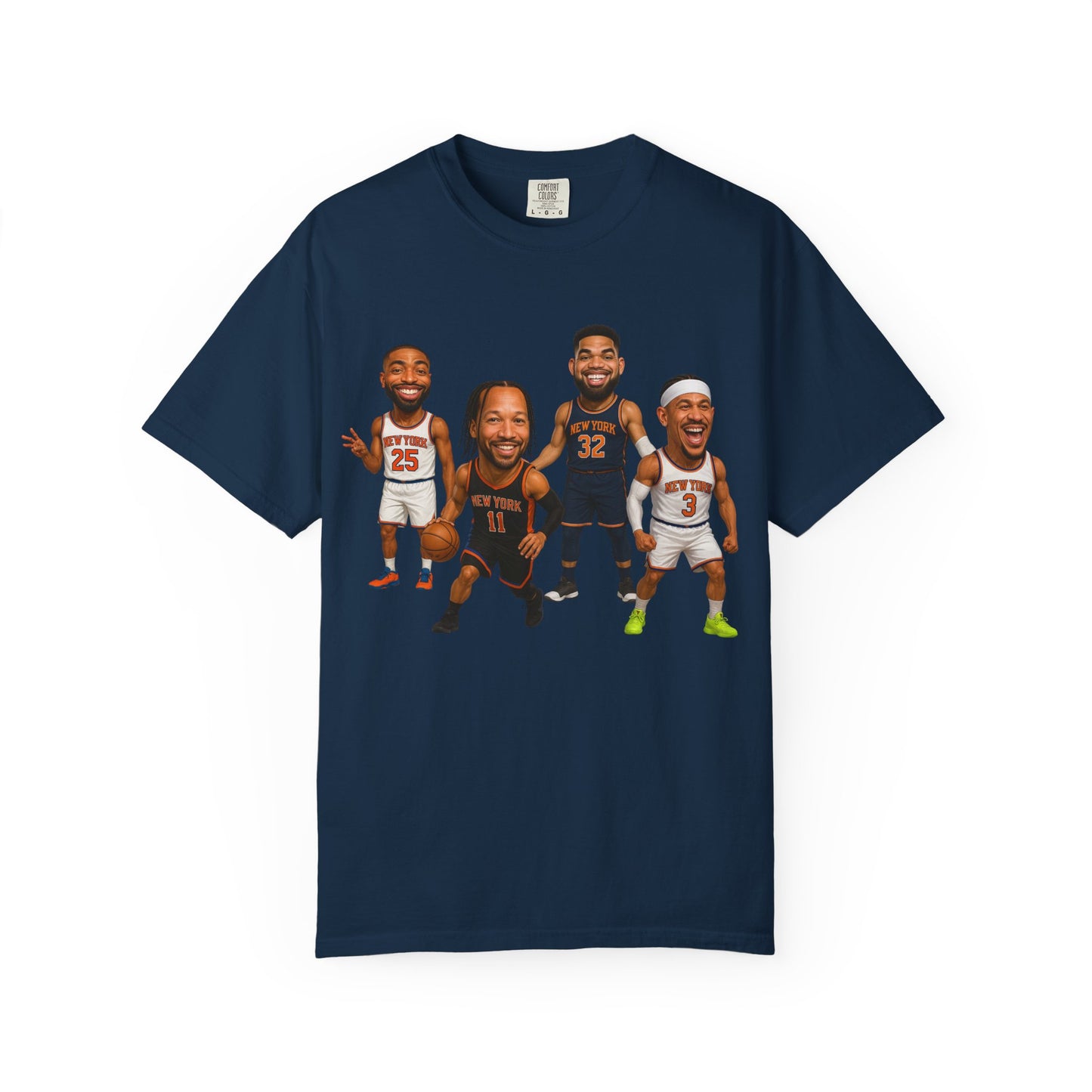 Knicks Basketball Caricatures | Players Caricature T-Shirt | Cartoon NBA Fan Tee
